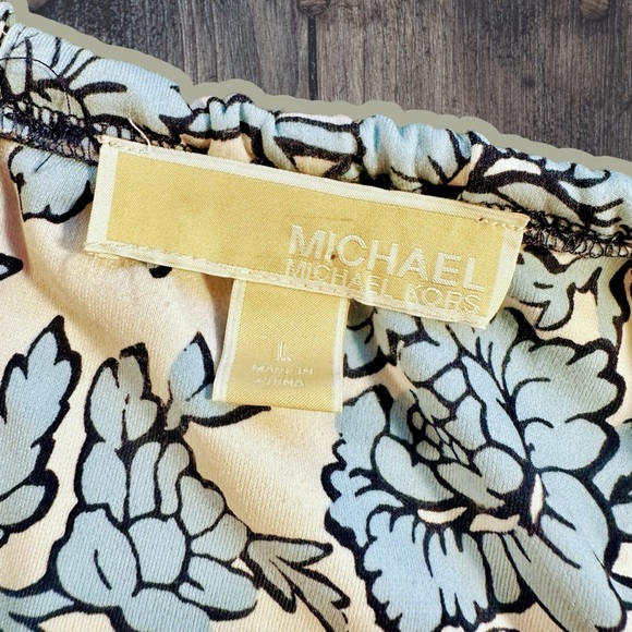 MICHAEL Michael Kors Blue Floral Keyhole Sleeveless Top W/ Braided Leather Strap - Picture 5 of 8